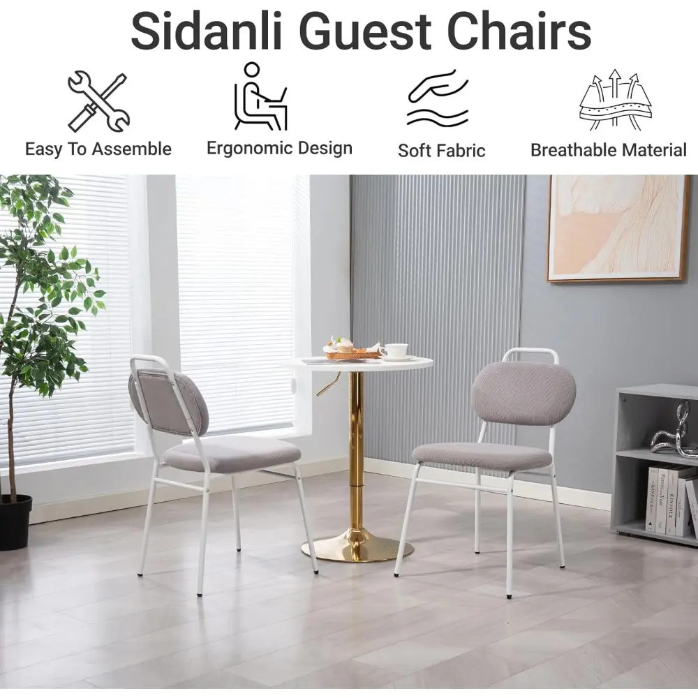 Guest Chairs Set of 4, Waiting Room Chairs with Fabric Padded Seat and Metal Legs for Conference Lobby Home Office, Grey