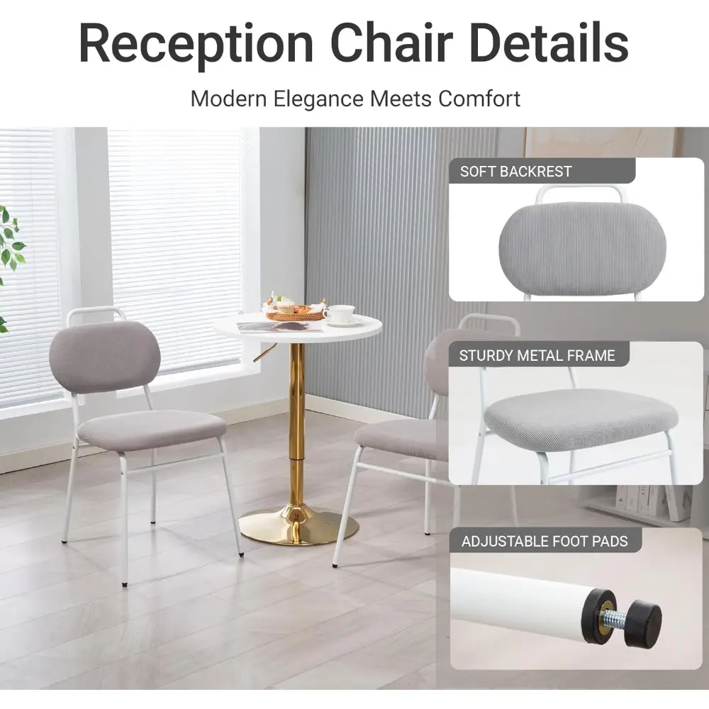 Guest Chairs Set of 4, Waiting Room Chairs with Fabric Padded Seat and Metal Legs for Conference Lobby Home Office, Grey