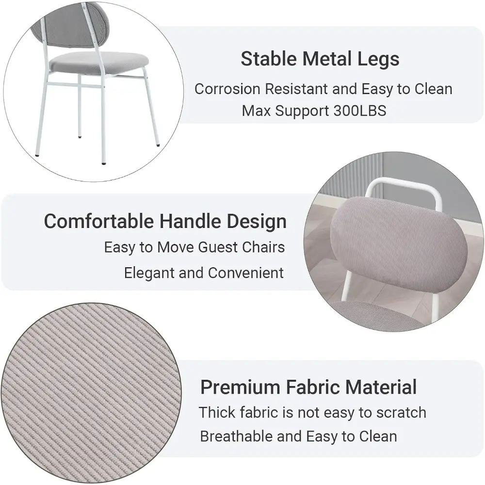 Guest Chairs Set of 4, Waiting Room Chairs with Fabric Padded Seat and Metal Legs for Conference Lobby Home Office, Grey