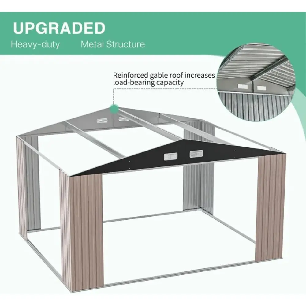 10X12 FT Outdoor Storage Shed, Durable Metal Outside Storage for Garden, Patio and Backyard, Waterproof Shelter for Tools, Equi