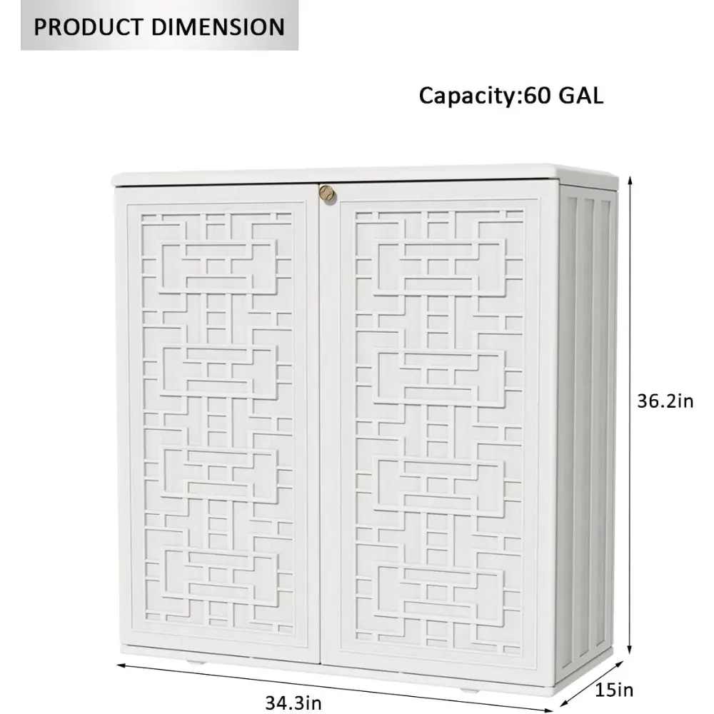 Outdoor Storage Cabinet Waterproof, Resin 60 Gallon Deck Box for Patio Furniture Cushions, Garden Tools, Pool Tools and Kids’ T