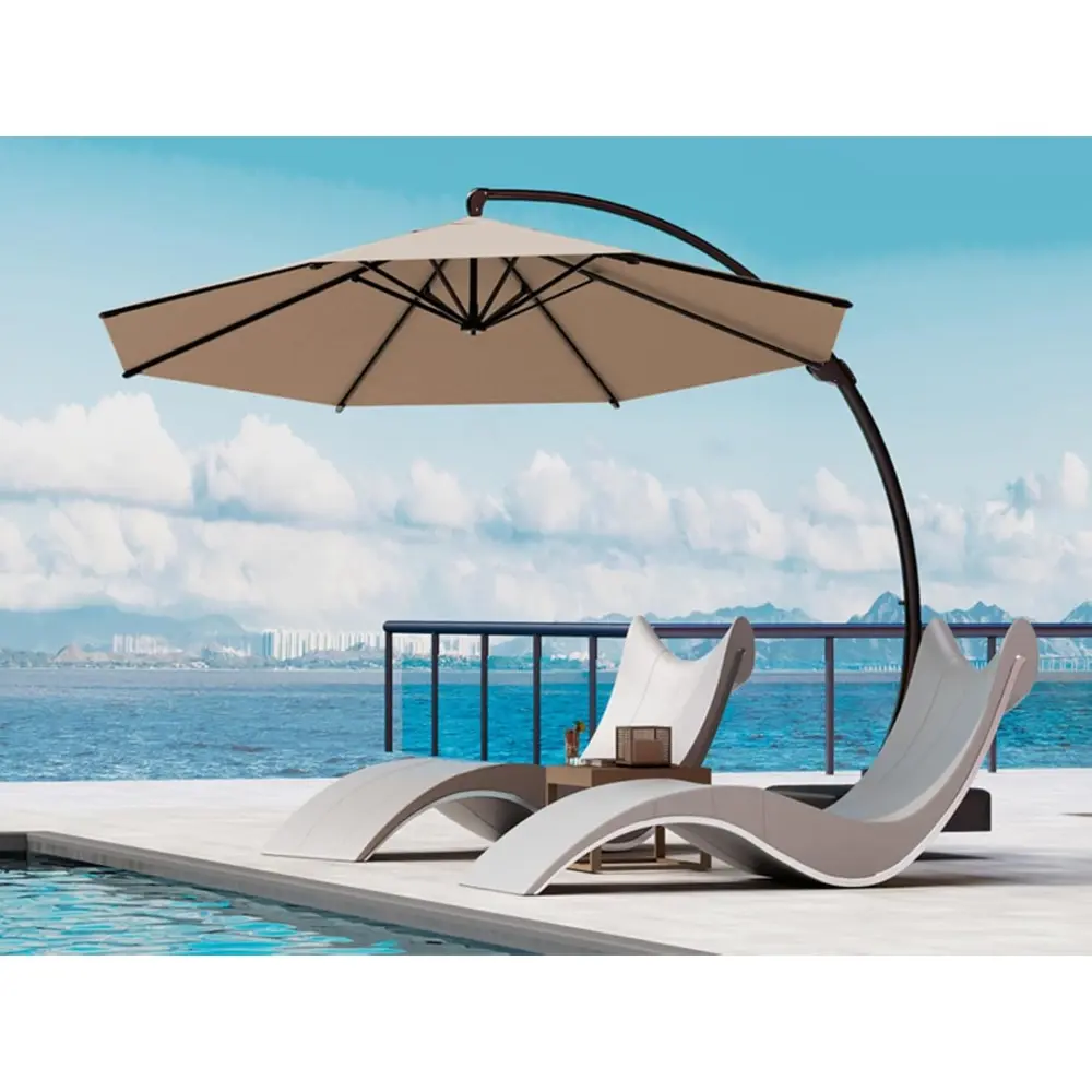 11ft Cantilever Patio Umbrella with Base Included, Large Round Offset Outdoor Pool Umbrella, 360° Rotation & Infinite Tilt, Heav