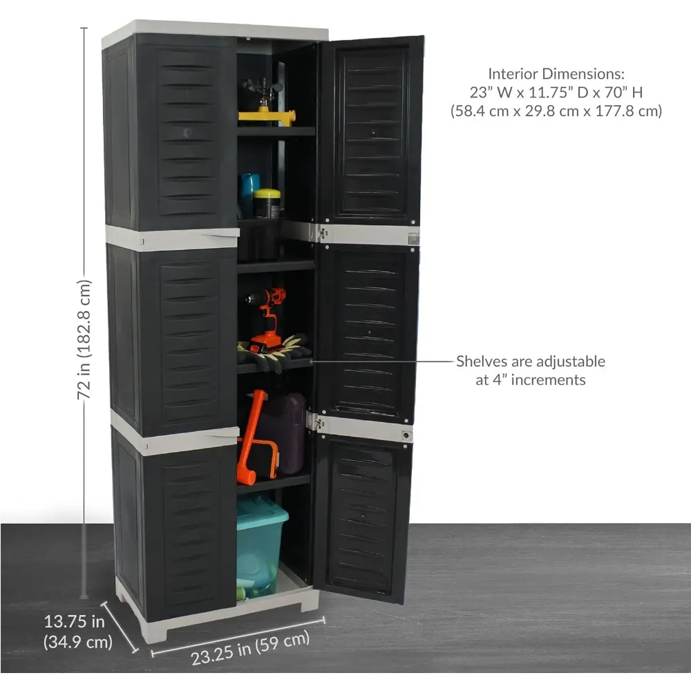 Lockable Storage Cabinet – Indoor or Garage Storage Cabinet with 4 Adjustable Shelves - 72" H – Garage, Office, Home, Laundry R