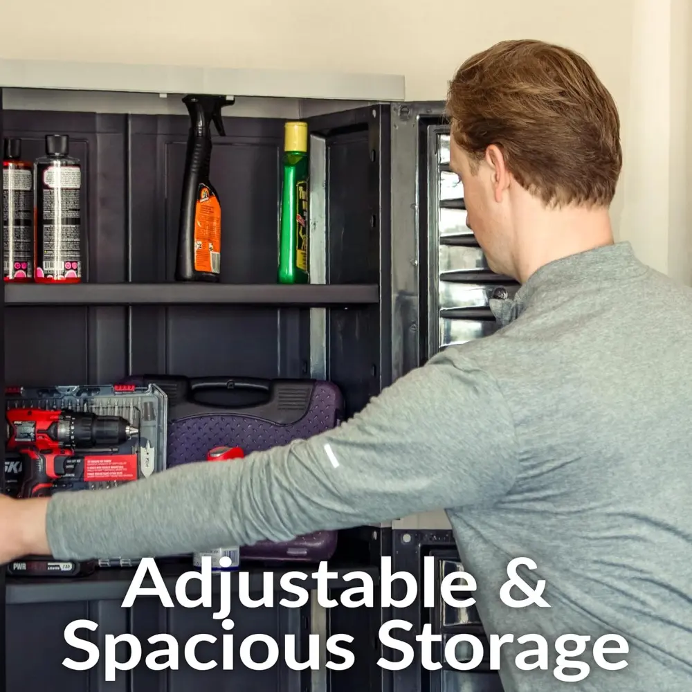 Lockable Storage Cabinet – Indoor or Garage Storage Cabinet with 4 Adjustable Shelves - 72" H – Garage, Office, Home, Laundry R