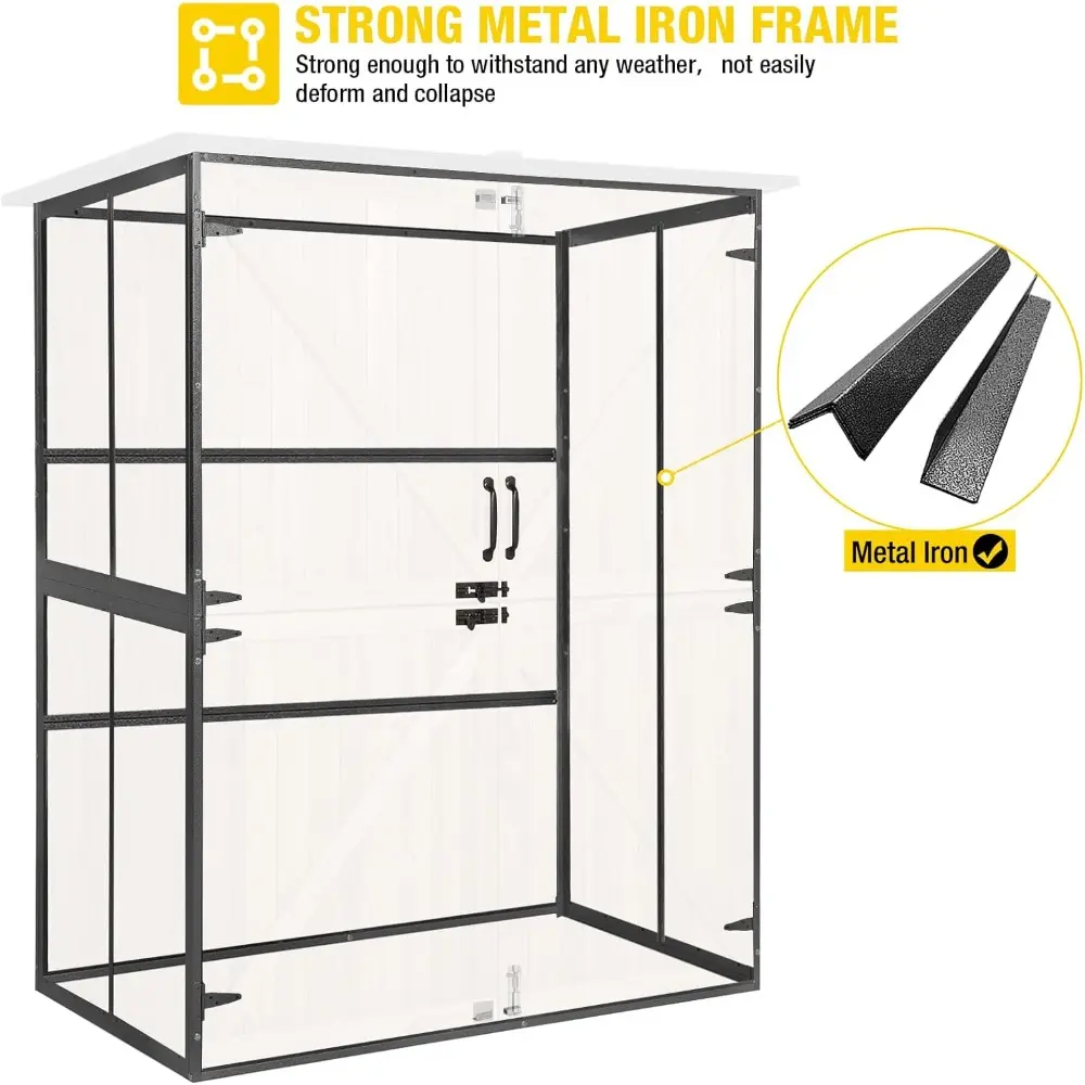 Outdoor Storage Shed Upgraded with Strong Metal Frame Garden Tool Shed Storage House Cabinet with Adjustable Shelfs and Wooden