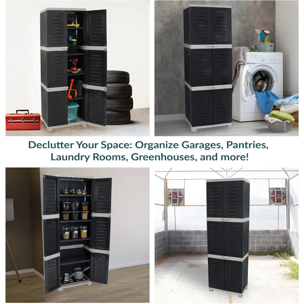 Lockable Storage Cabinet – Indoor or Garage Storage Cabinet with 4 Adjustable Shelves - 72" H – Garage, Office, Home, Laundry R