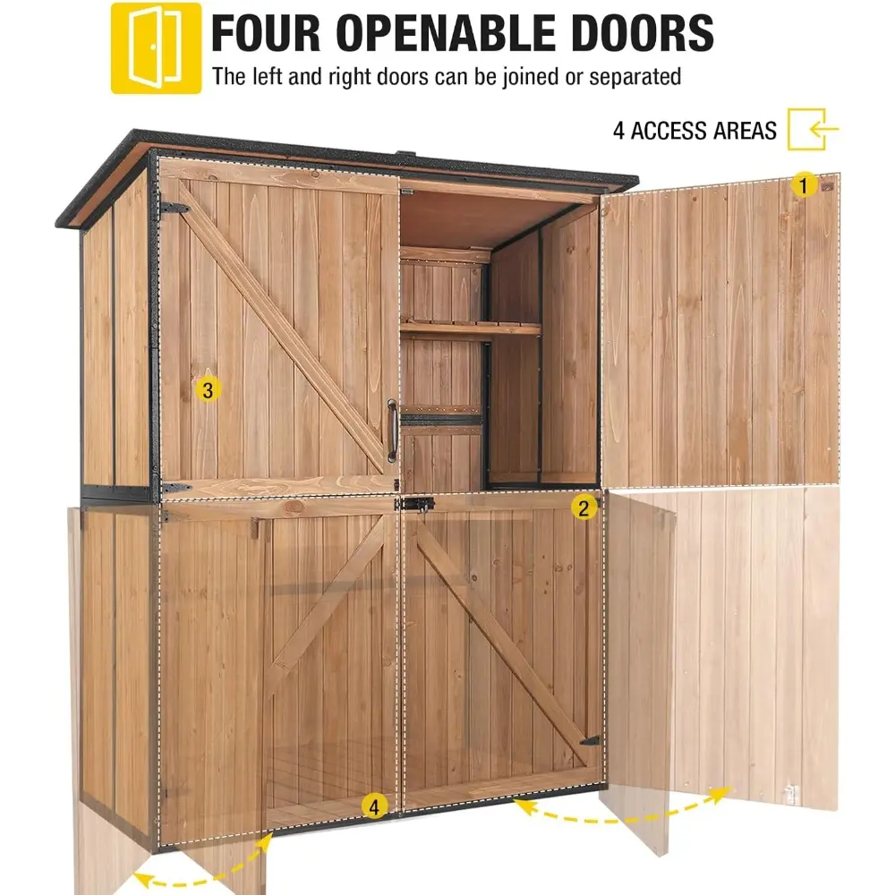 Outdoor Storage Shed Upgraded with Strong Metal Frame Garden Tool Shed Storage House Cabinet with Adjustable Shelfs and Wooden