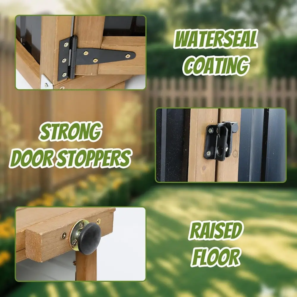 Outdoor Storage Cabinet Weatherproof,Wood & Metal Storage Shed with Adjustable Shelves & Lockable Doors,Vertical Outdoor Cabinet