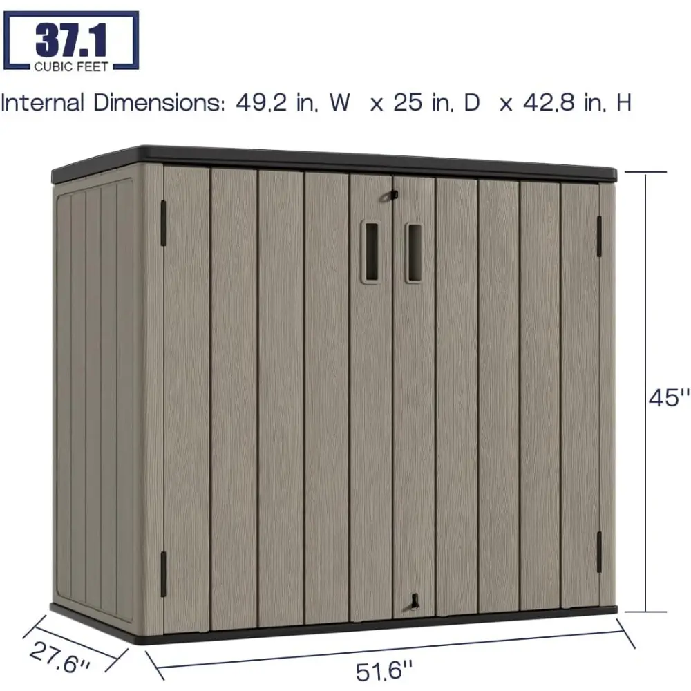 Outdoor Horizontal Storage Sheds,Outdoor Storage Cabinet Waterproof Resin Tool Storage Box for Lawn Mower,Garden Tools and Pati