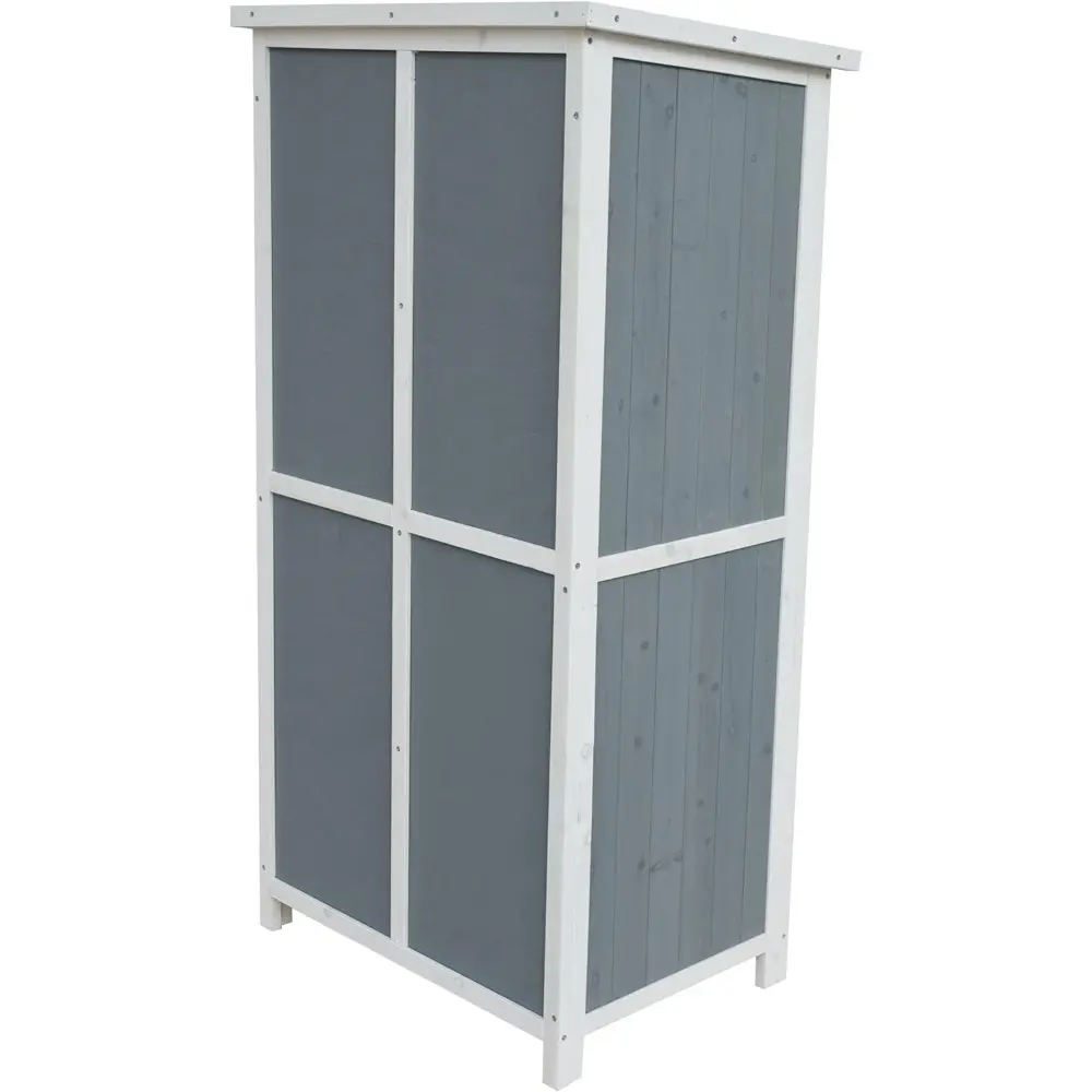 54" Two-Tone Storage Shed Gray & White Design Outdoor Tool Storage House with Sloped Roof & 5 Customizable Compartments for Gar