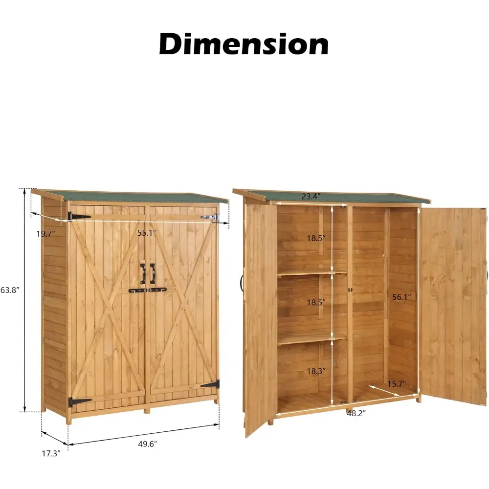 Upgraded Outdoor Wooden Storage Shed, Extra Large Garden Shed Outside Tool Cabinet with 2 Safety Latches, Patio Storage Organiz