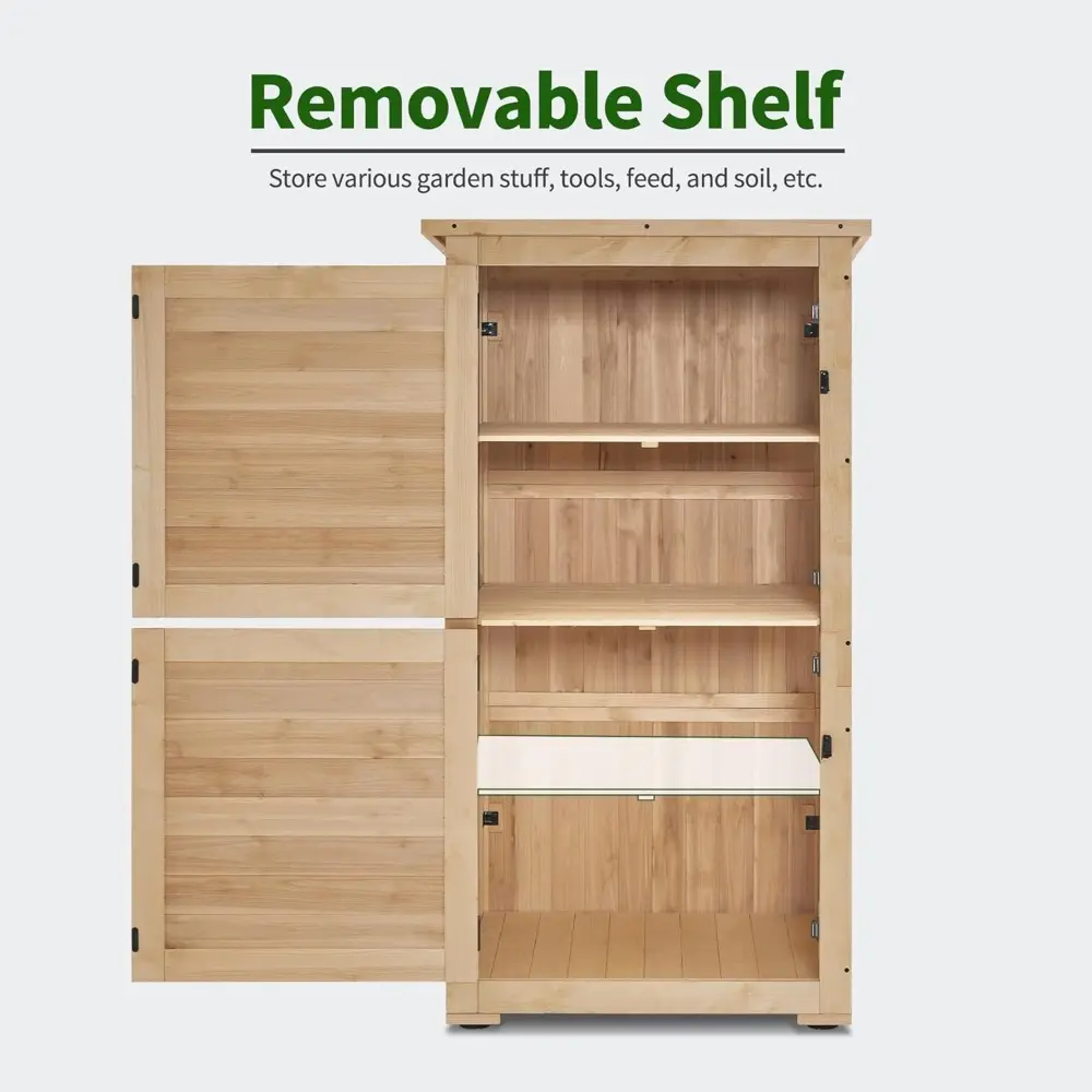 30" Deep Wood Sheds & Outdoor Storage, Outside Garden Tool Cabinet Shed with Removable Shelf, Outdoor Storage Cabinet Shed Wate