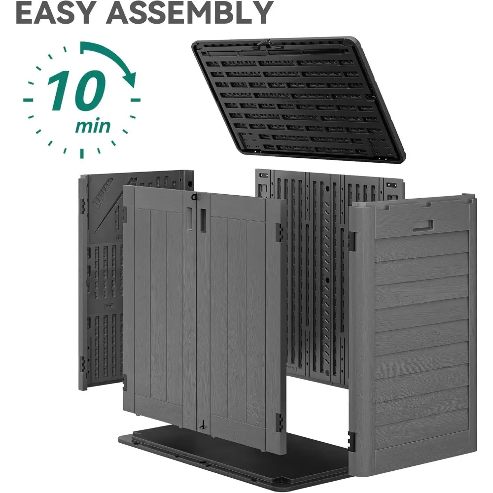 Outdoor Storage Shed w/o Shelf, 30 cu ft Horizontal Storage Shed Outdoor, Resin Waterproof Storage Cabinet for Garage, Poolside