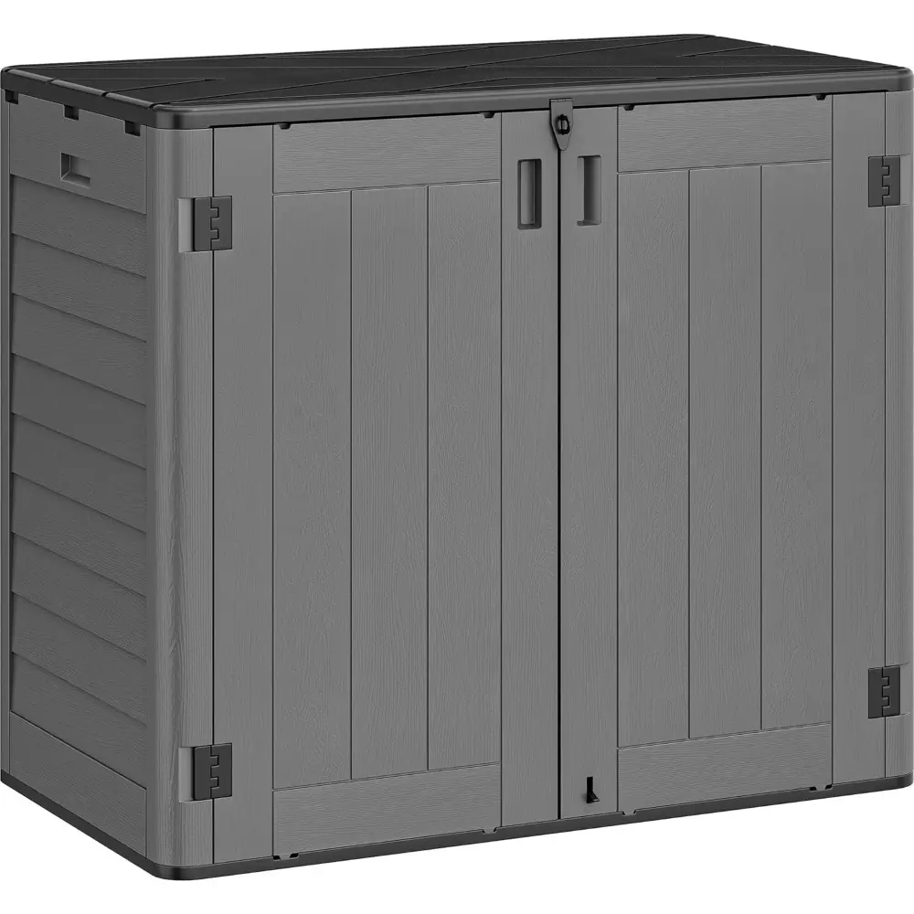Outdoor Storage Shed w/o Shelf, 30 cu ft Horizontal Storage Shed Outdoor, Resin Waterproof Storage Cabinet for Garage, Poolside