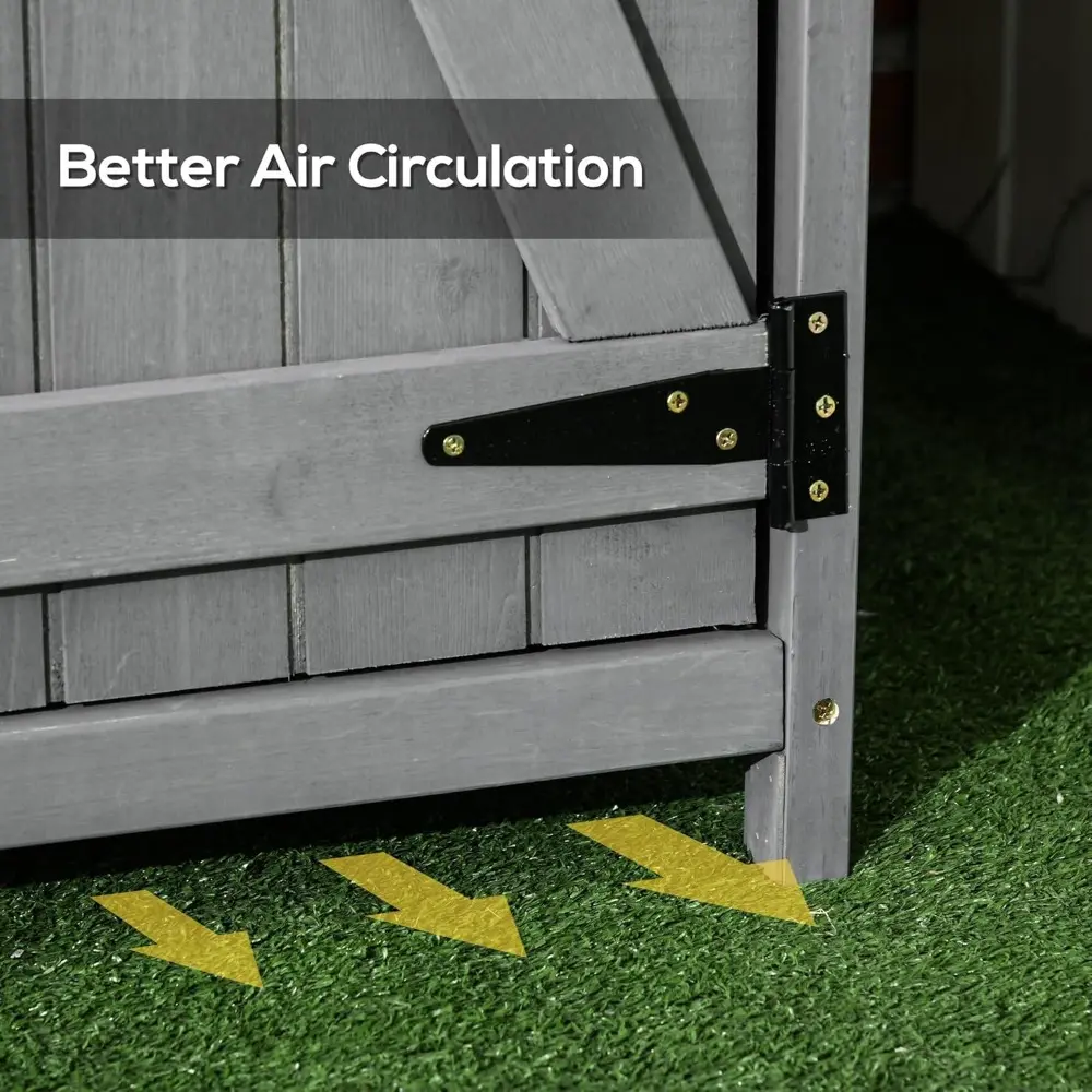 Outdoor Storage Cabinet with Waterproof Asphalt Rood, Lockable Doors, 3 Tier Shelves, Wooden Garden Shed Utility Tool Organizer
