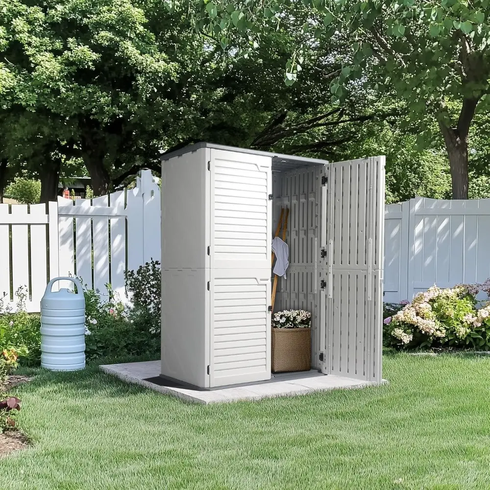 Outdoor Storage Shed, Resin Storage Cabinet with Lockable Design, Weatherproof Tool Shed with HDPE Material, Resin Deck Box for