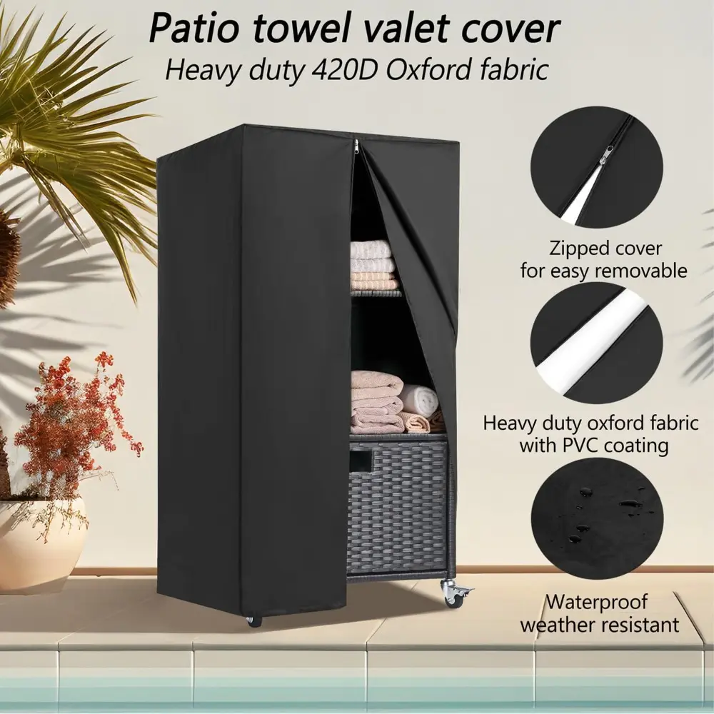 Outdoor Towel Rack for Pool Outdoor Pool Towel Storage Cabinet with Shelf & Drawer Pool Towel Holder with Rolling Wheels Hot Tub
