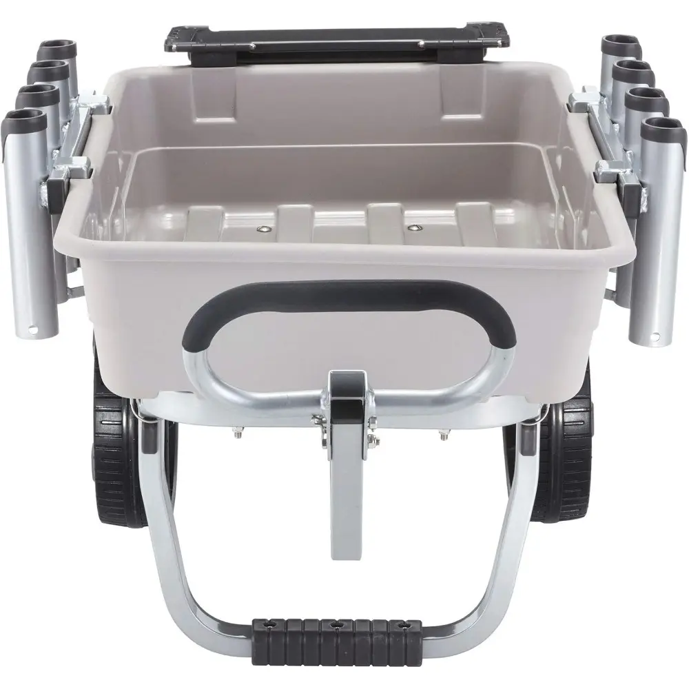 Fish and Marine Cart, Aluminum Poly Bed Wheelbarrow with Rod Holders, 200 Pound Capacity