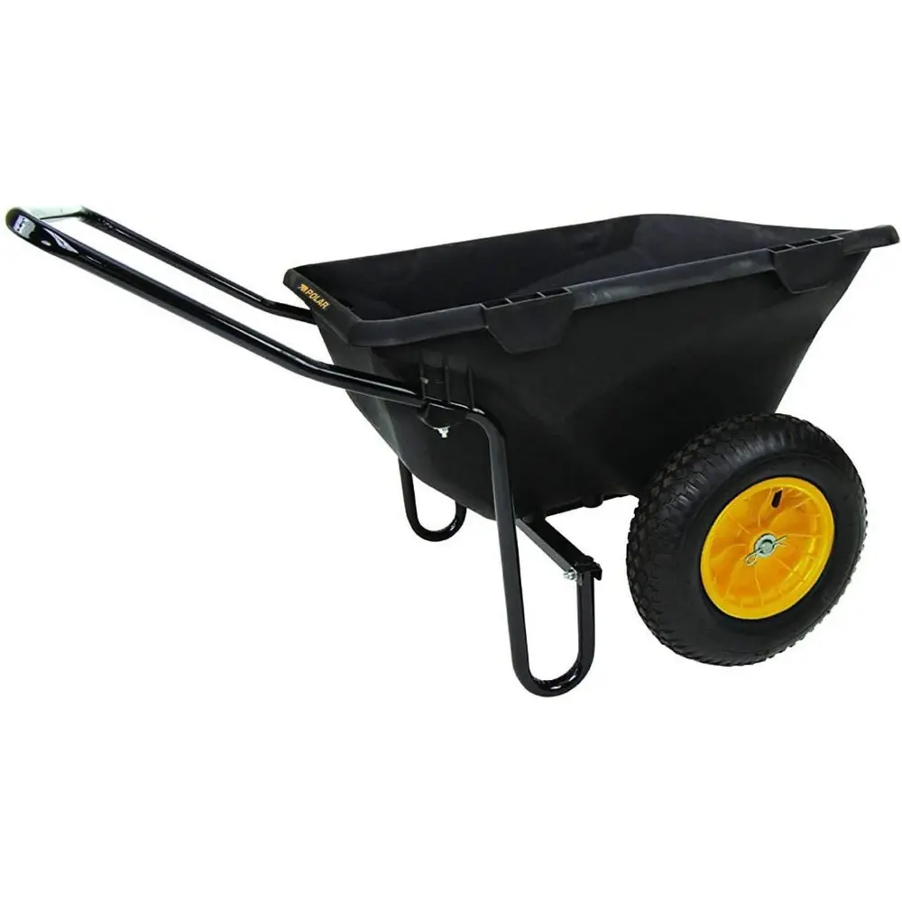 7 Cubic Foot Heavy Duty Utility Yard Garden Cart Wheelbarrow with Handle and Wide Track Rubber Wheels Hauling Outdoor, Black, 2
