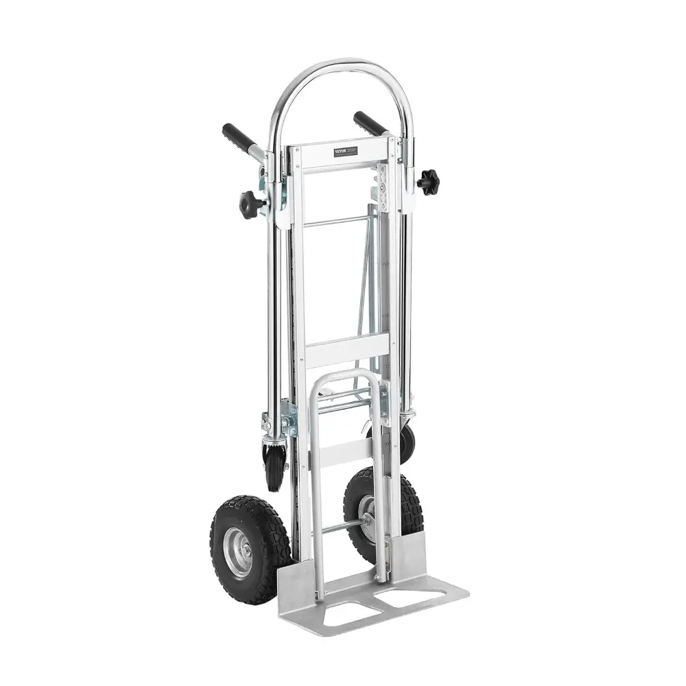 Aluminum Folding Hand Truck, 4 in 1 Design 1000 lbs Capacity, Heavy Duty Industrial Collapsible cart, Dolly Cart with Rubber Wh