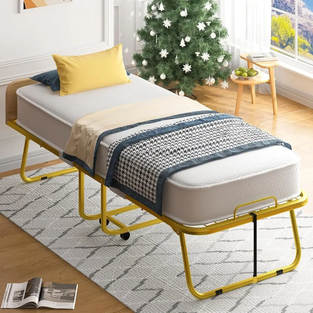 Roll Away Beds with Mattresses for Adults，'75' x 31'' Single Folding Bed Portable Foldable Bed,Metal Frame with Dust Cover and