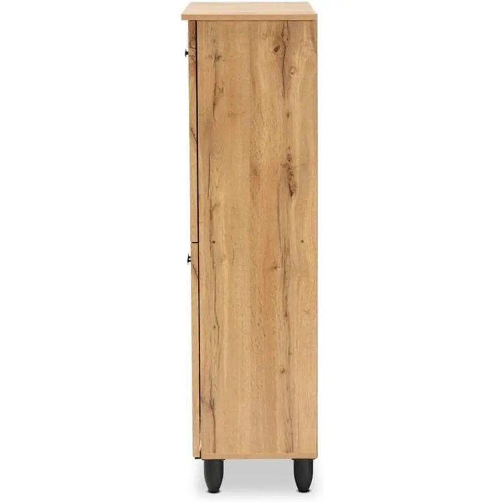 Winda Modern and Contemporary Oak Brown Finished Wood 4-Door Shoe Storage Cabinet