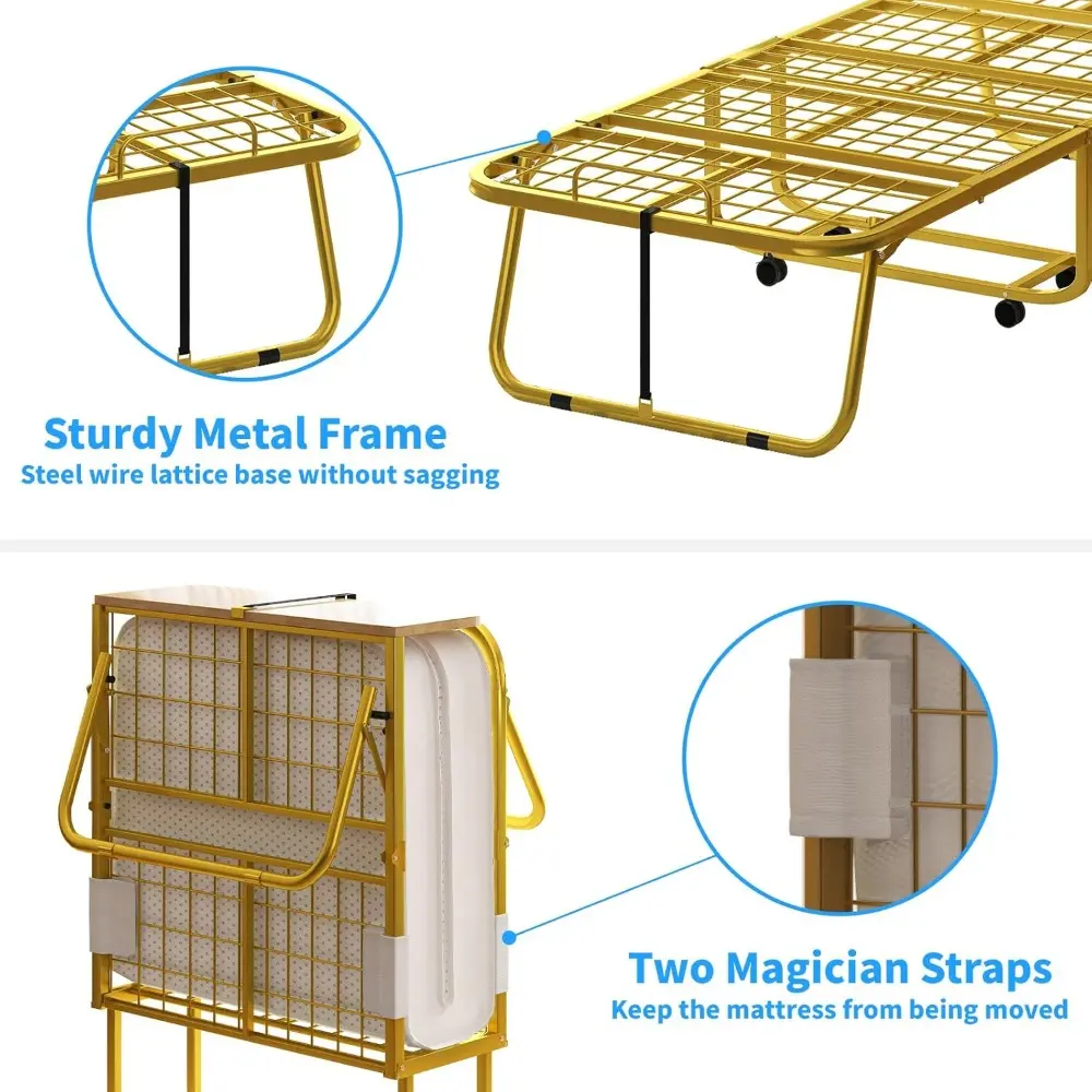 Roll Away Beds with Mattresses for Adults，'75' x 31'' Single Folding Bed Portable Foldable Bed,Metal Frame with Dust Cover and