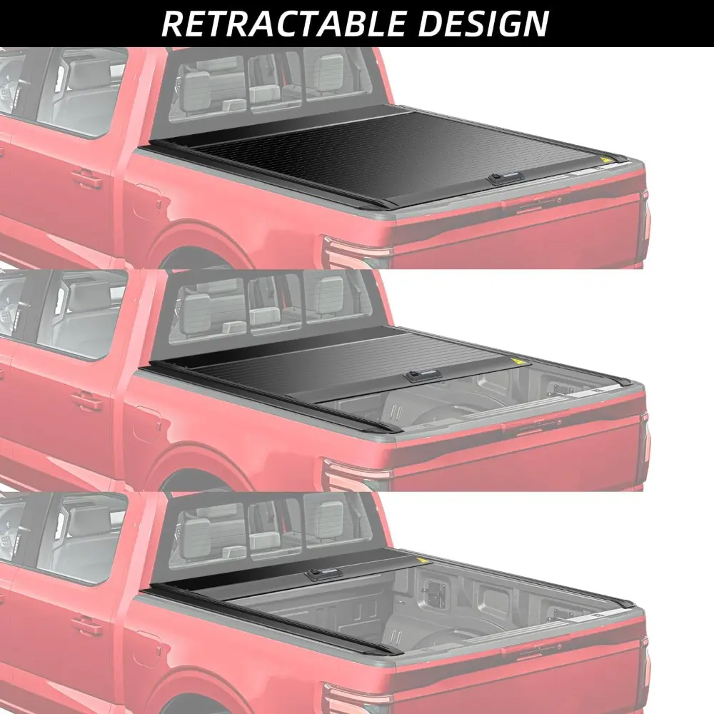 Retractable Truck Bed Tonneau Cover Compatible with 2015 2016 2017 2018 2019 2020 2021 2022 2023 2024 2025 Ford F-150 /Raptor/Li