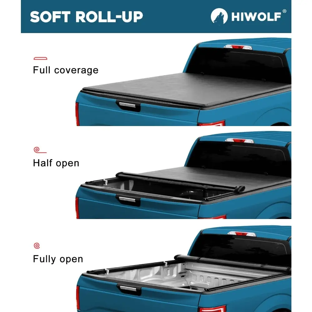 Soft Roll Up Truck Bed Tonneau Cover Fits 1999-2016 F250 F350 F450 Super Duty 8' Bed (97") | PR3 |