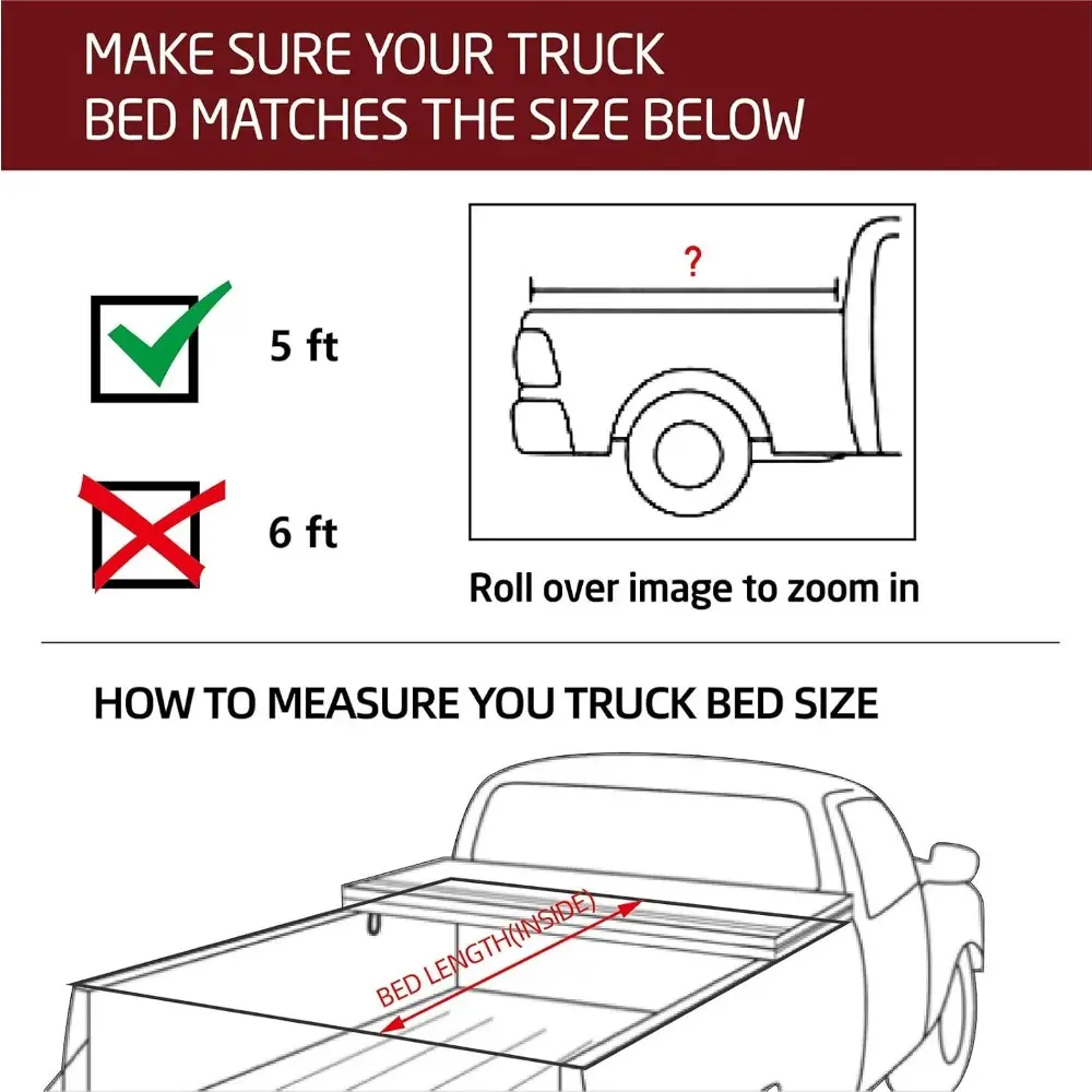 Professional FRP Hard Tri-Fold Truck Bed Tonneau Cover for 2005-2025 Frontier & 2009-2012 Suzuki Equator 5ft (59.5in) Bed |for