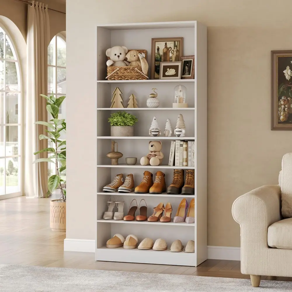9-Tier Shoe Cabinet, 32 Pairs Wooden Shoes Cabinet with Adjustable Shelves for Entryway, 70.9" Tall Shoe Cabinet, Freestanding