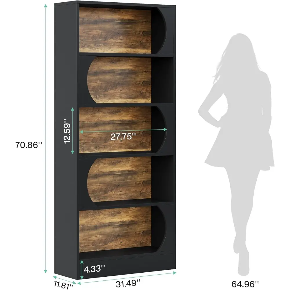 6 Tier Bookshelf, 71 Inch Tall Bookcase with Classic Shape, 32 Inch Wide Freestanding Shelving Unit, Modern Book Shelves for Ho
