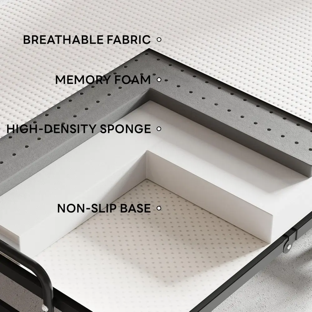 LKIMIO Folding Bed, 80" x 39" Portable Roll Away Foldable Beds with Mattresses for Adults, Sturdy Metal Frame, Space Saving Fold