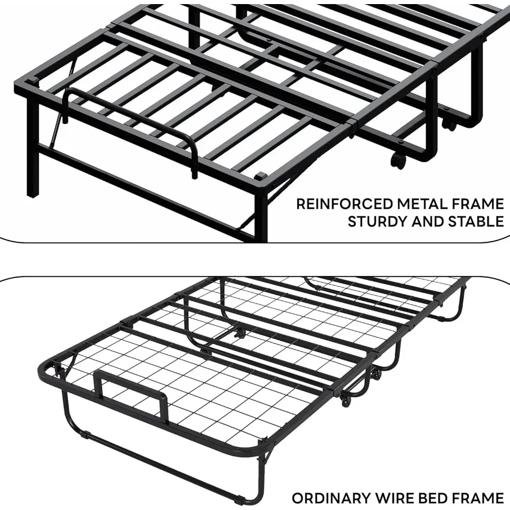 LKIMIO Folding Bed, 80" x 39" Portable Roll Away Foldable Beds with Mattresses for Adults, Sturdy Metal Frame, Space Saving Fold
