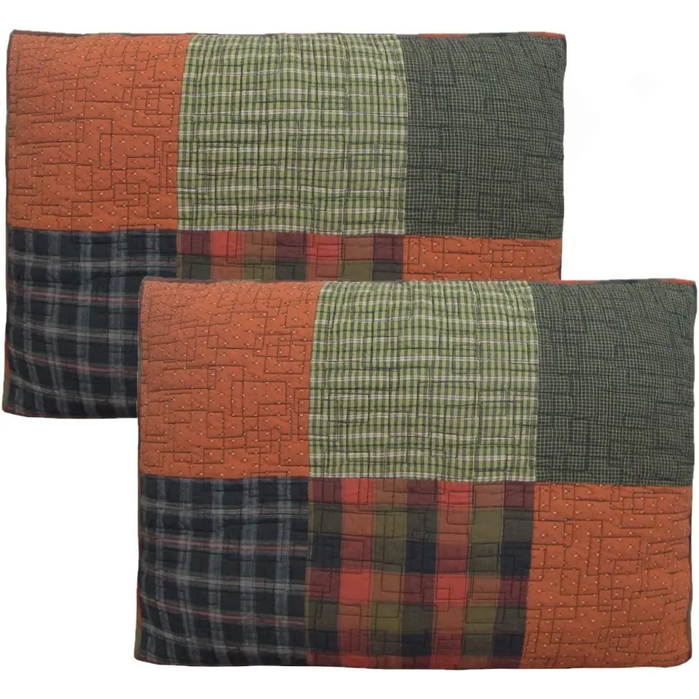 Full/Queen Bedding Set - 3 Piece - Woodland Square Cotton Lodge Quilt Set with Full/Queen Quilt and Two Standard Pillow Shams -
