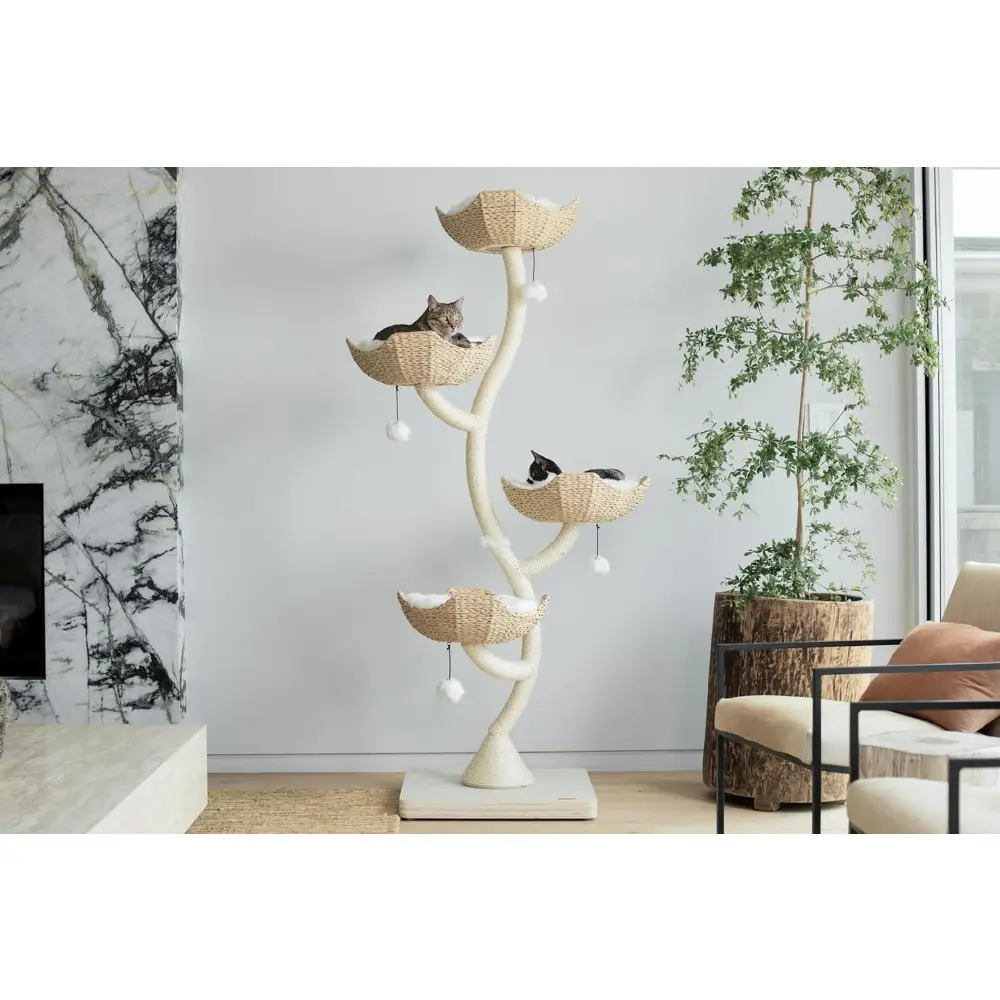 MAU 73" Tall Modern Cat Tree Scratching Tower for Large Cats, Scratching Post Condo, Cat Tower for Multiple Cats, Luxury Cat Gif