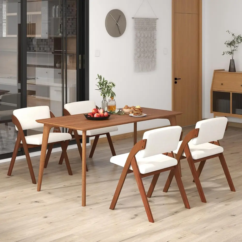 Folding Dining Chairs Set of 4, Upholstered Wooden Folding Chair 4 Pack, Portable Kitchen Chairs with Padded & Seat Backrest, A