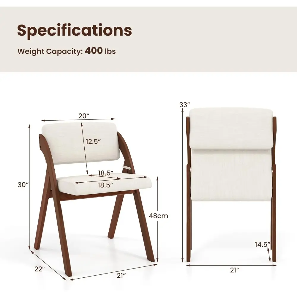 Folding Dining Chairs Set of 4, Upholstered Wooden Folding Chair 4 Pack, Portable Kitchen Chairs with Padded & Seat Backrest, A