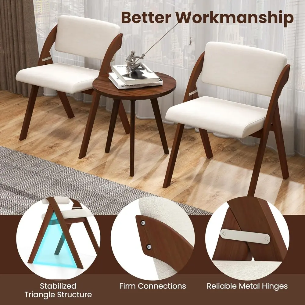Folding Dining Chairs Set of 4, Upholstered Wooden Folding Chair 4 Pack, Portable Kitchen Chairs with Padded & Seat Backrest, A