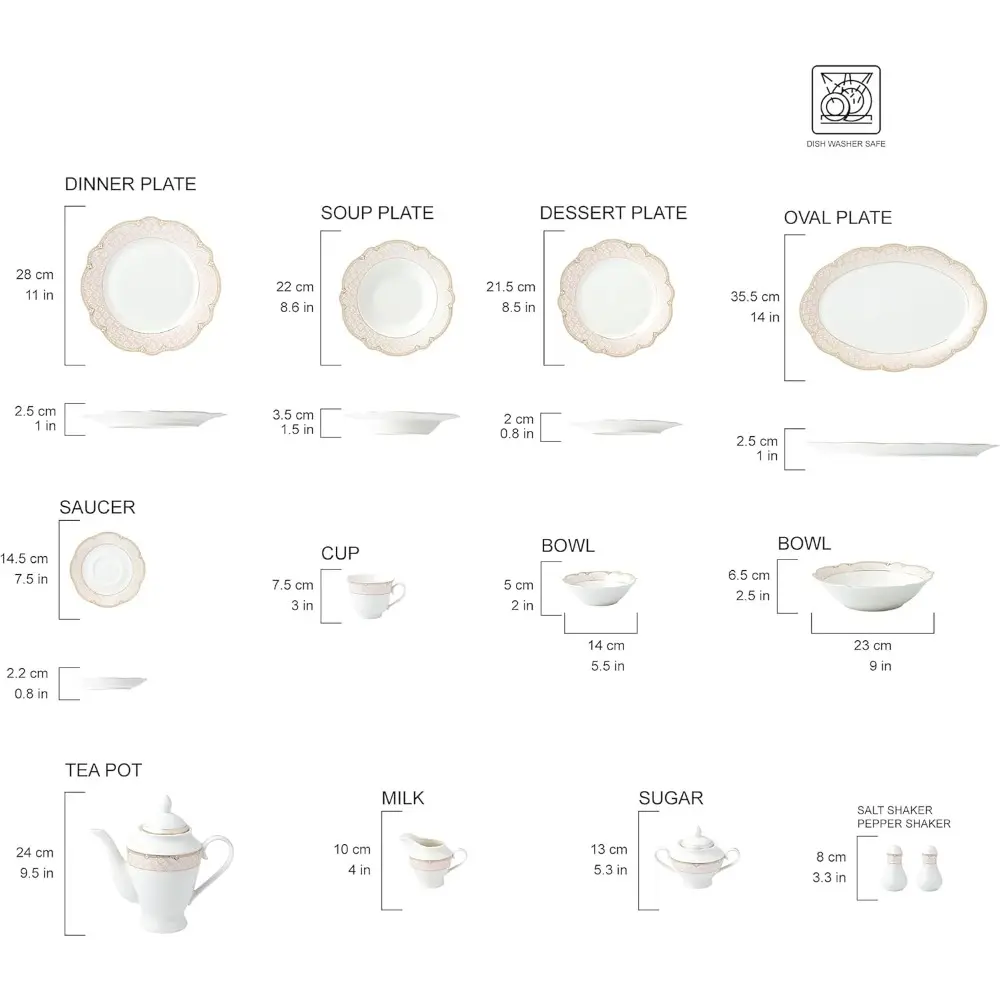 57-pc Banquet Dinnerware Set, Luxury Tableware Dining Service for 8