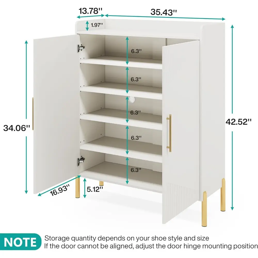 Large Shoe Cabinet with Doors, 6-Tier Entryway Shoe Storage Cabinet with Shelves, 30 Pairs Modern Shoes Rack Organizer for Hall