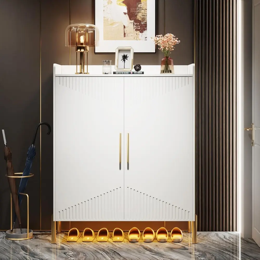 Large Shoe Cabinet with Doors, 6-Tier Entryway Shoe Storage Cabinet with Shelves, 30 Pairs Modern Shoes Rack Organizer for Hall