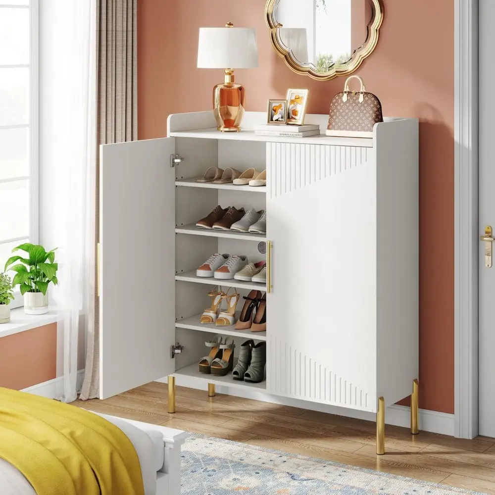 Large Shoe Cabinet with Doors, 6-Tier Entryway Shoe Storage Cabinet with Shelves, 30 Pairs Modern Shoes Rack Organizer for Hall