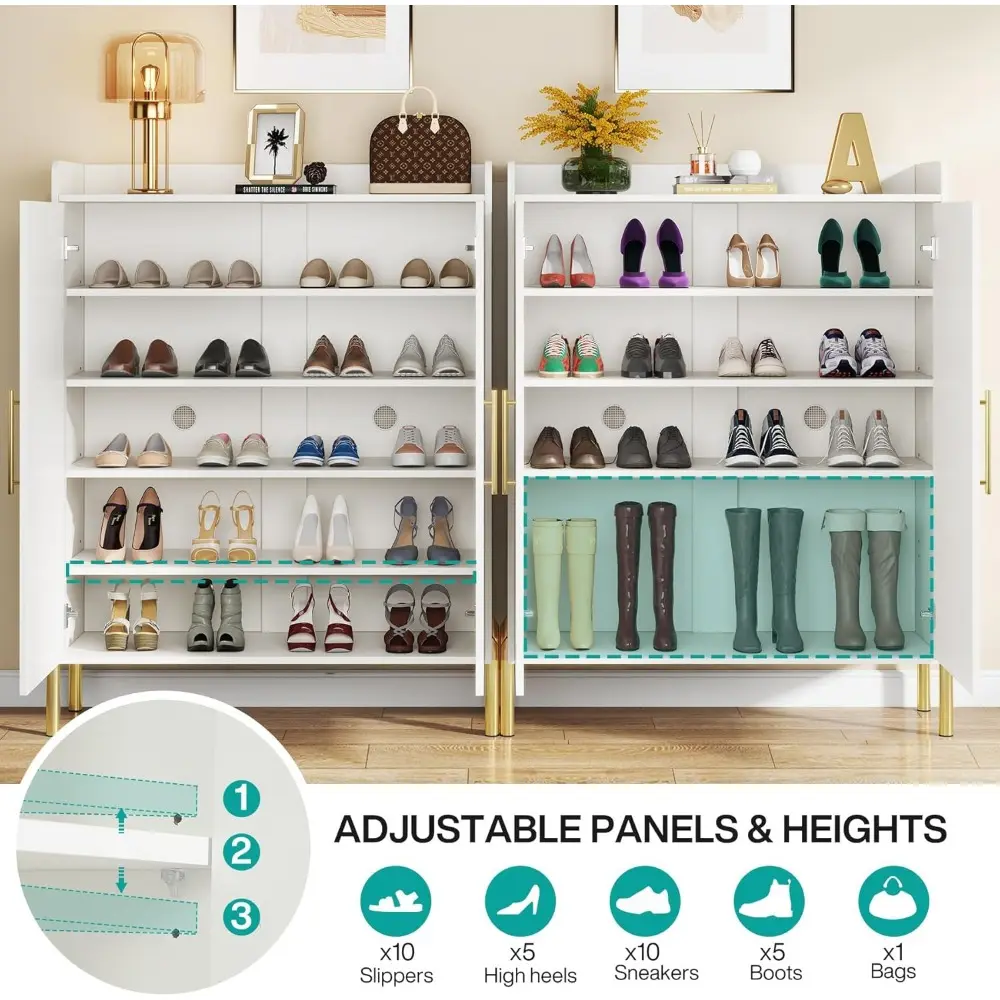 Large Shoe Cabinet with Doors, 6-Tier Entryway Shoe Storage Cabinet with Shelves, 30 Pairs Modern Shoes Rack Organizer for Hall
