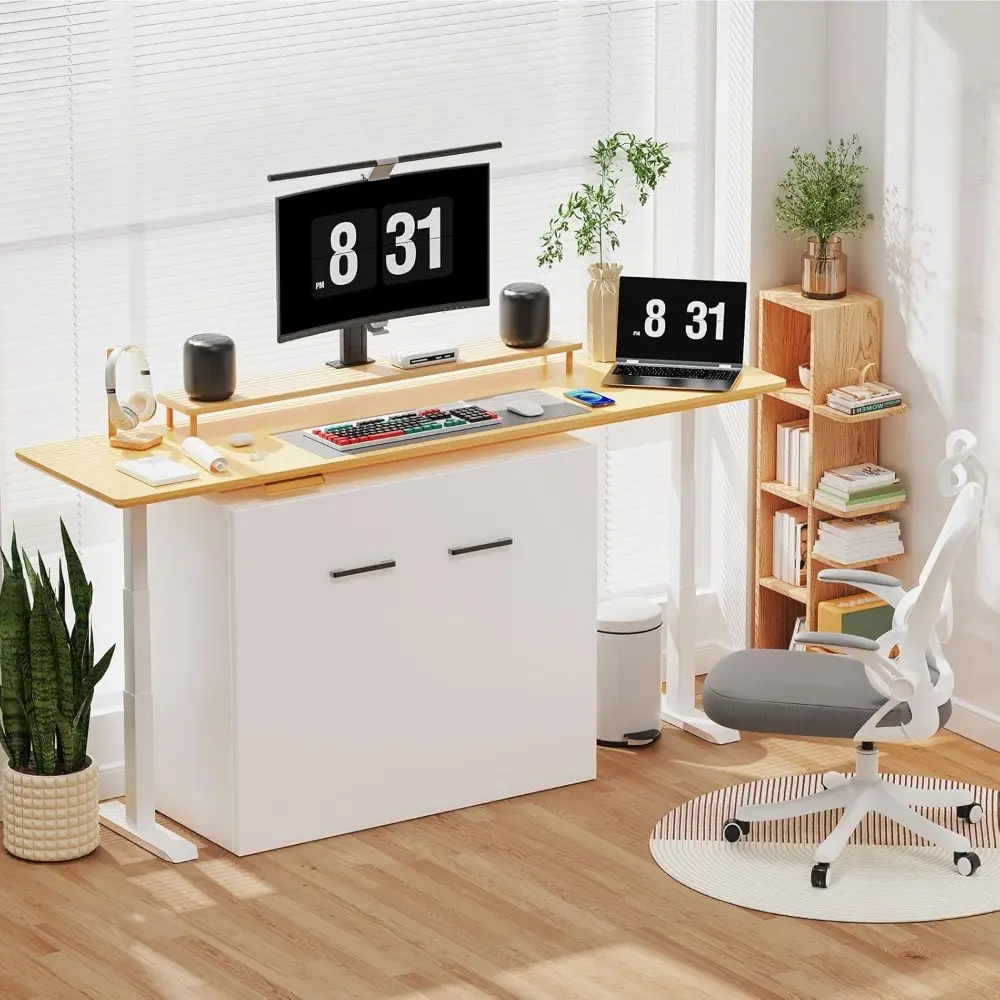 2 in 1 Murphy Bed Cabinet, Hide a Bed Cabinet, Folding Beds into Cabinets, Space-Saving Pull Out Murphy Beds Chest for Small Pla
