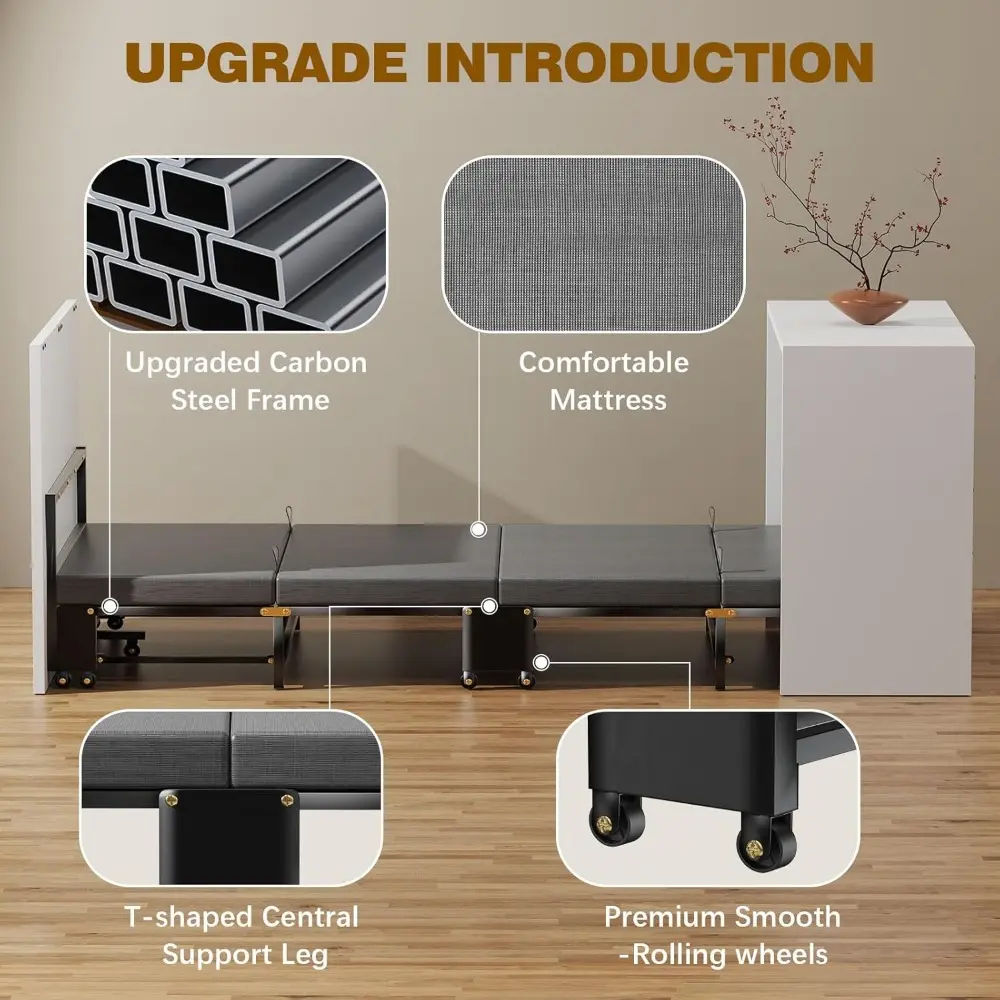 2 in 1 Murphy Bed Cabinet, Hide a Bed Cabinet, Folding Beds into Cabinets, Space-Saving Pull Out Murphy Beds Chest for Small Pla