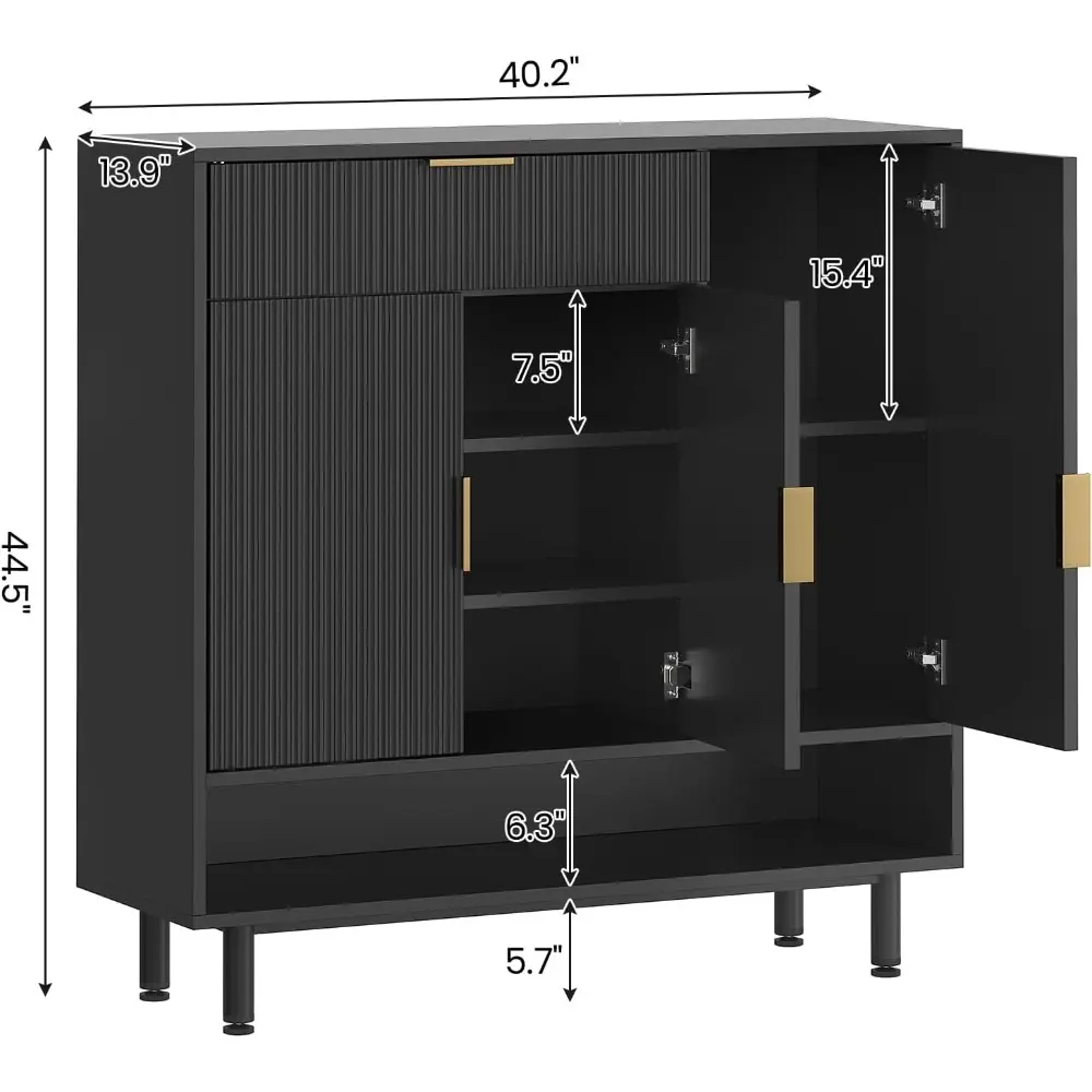 Shoe Storage Cabinet with Drawer, Shoe Organizer with 3 Adjustable Shelves and Metal Legs, Large Capacity Shoe Cabinet Storage f
