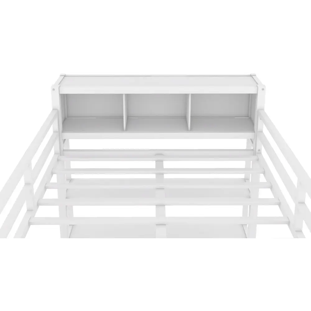 Bellamave Metal Loft Bed with Wardrobe and L-Shaped Desk, Full Size Loft Bed with Storage Cubes and Shelves, Heavy Duty LoftBed