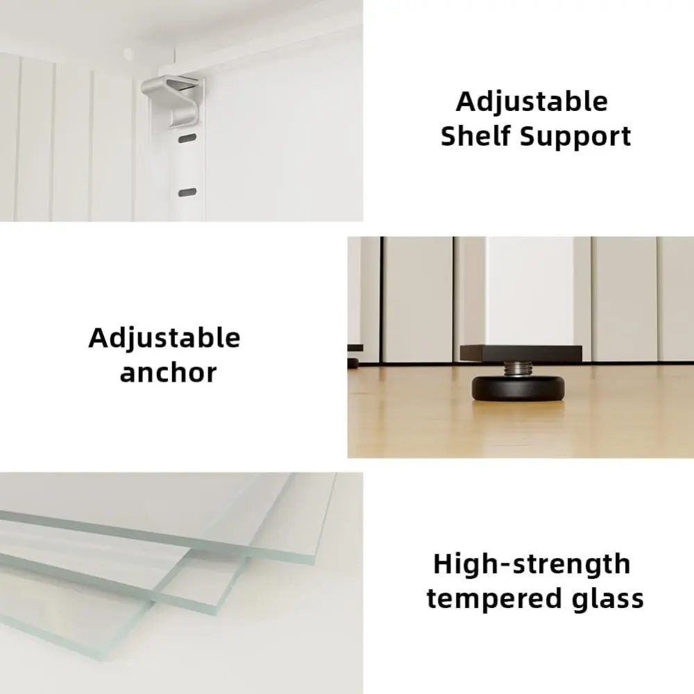 5-Tier LED Illuminated Glass Display Cabinet with Dual Tempered Doors - Adjustable Shelves & Leveling Feet for Home/Office- Coll