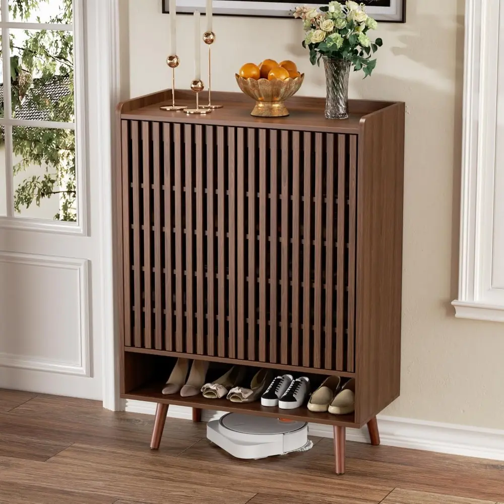 Large Shoe Cabinet with Doors for Up to 24 Pairs, 6-Tier Entryway Shoe Storage Cabinet with Adjustable Shelves, Freestanding Sho